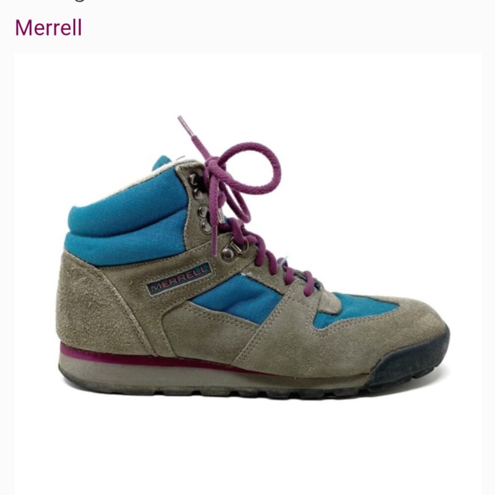 Vintage | Merrell | Teal and Grey Suede Hiking Boots Size 7.5
